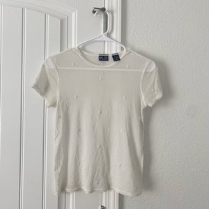 Vintage New York & Company Sheer Mesh Beaded Top